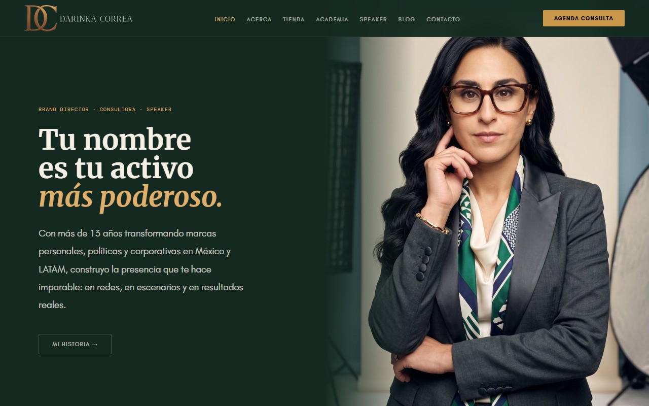 Home page of darinkacorrea.com.mx: personal branding consulting by Darinka Correa in Mexico